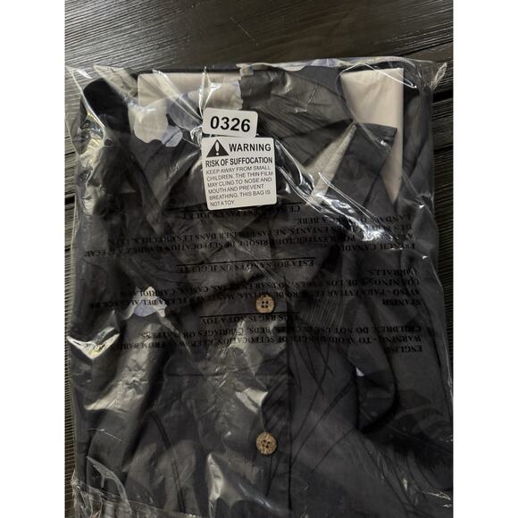 Tommy Bahama 100% Silk Mens Hawaiian Short Sleeve Shirt Gray Blue Y2K Size XL - Picture 9 of 9